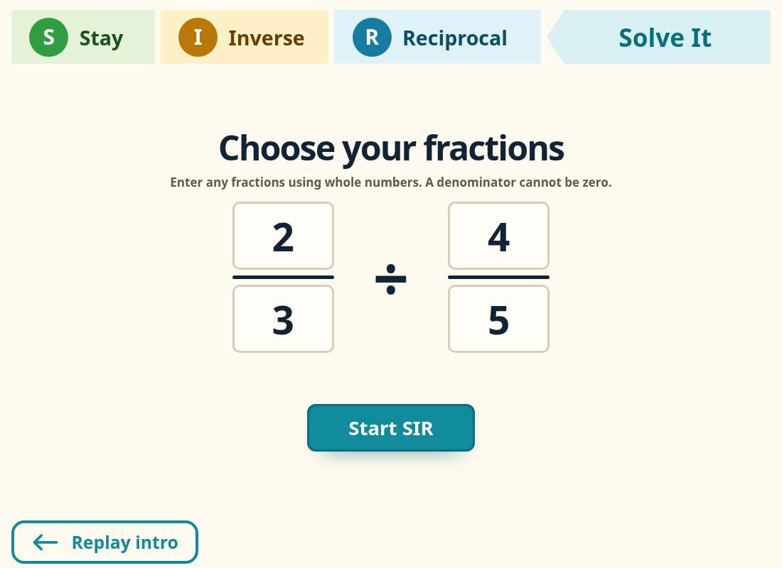 Preview of Divide Fractions with SIR